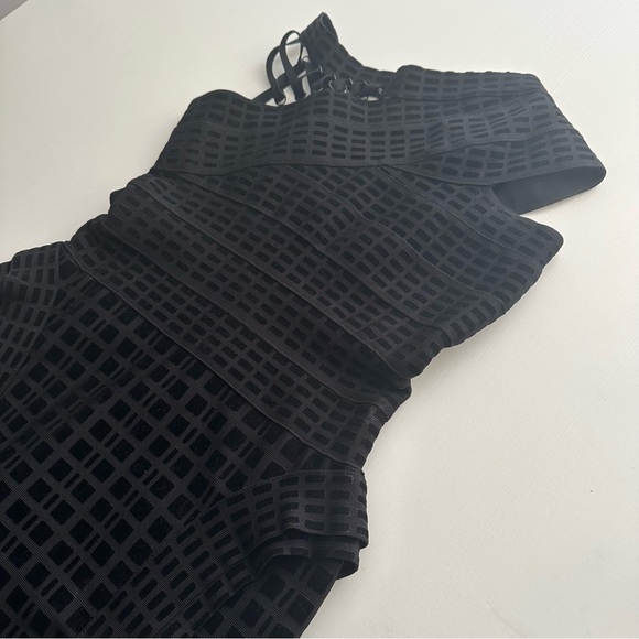 HERVE LEGER BATEAU MINI BLACK DRESS SIZE M - Picture 7 of 16